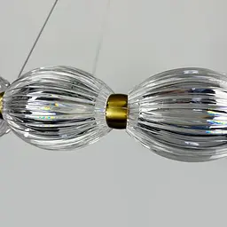 Led люстра з прозорими рельєфними кульками у латунному кільцевому корпусі Ø 68 см | Line F | Арт. MJ343-680 AB+CL - мініатюра 4