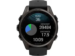 Спортивний годинник Garmin Fenix 8 43mm AMOLED Sapphire Carbon Gray DLC Tit. w. Black/Pebble Gray S. Band (010-02903-20/21) - мініатюра 2