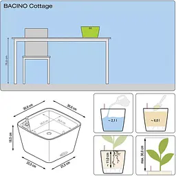 Вазон Lechuza Bacino Cottage 30 графітовий чорний (15468) - мініатюра 4