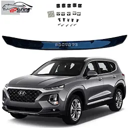 Дефлектор капоту мухобійка для Hyundai Santa Fe 2018- Євро S Кріплення (Vip Tuning) HYD60S