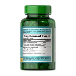 Куркума Puritan's Pride Turmeric Curcumin 1000 mg with BioPerine 5 mg, 60 капсул - мініатюра 2