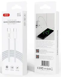 USB Кабель XO NB-Q260B Type-C-Type-C Braided 60W 5A 1.5m Белый - миниатюра 3