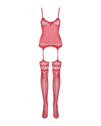 Бодістокінг - Obsessive F214 Bodystocking Red S/M/L - мініатюра 3