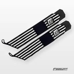 Кистьові бинти EasyFit на зап'ястя 50х8 см фіксатор, чорно-білі (EF-0060-GY) - мініатюра 3
