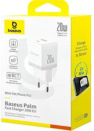 МЗП Baseus Palm Fast Charger C+U 20W EU White - мініатюра 2