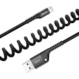 Кабель Baseus Fish eye Spring Data cable Lightning 1m Black - мініатюра 3