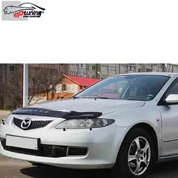Дефлектор капоту мухобійка для Mazda 6 2002-2008 Євро Кріплення (Voron Glass) - мініатюра 3