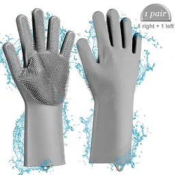 Силіконова рукавичка Gloves for washing dishes для миття посуду Grey (10508) - мініатюра 2