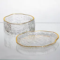 Набір піал з блюдцями скляні Gold Rimmed 250 мл із золотою окантовкою Yiwu HP-34-92 - мініатюра 5
