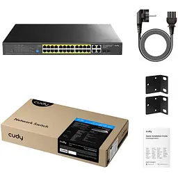 Комутатор Cudy GS1028PS2, 24-Gigabit PoE+ Switch with 4 Uplink Gig Ports and 2 Gig SFP Slots 300W (GS1028PS2) - мініатюра 4