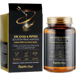 Ампульна сироватка для обличчя FarmStay 24K Gold&Peptide Solution Prime Ampoule із золотом і пептидами 250 мл - мініатюра 2