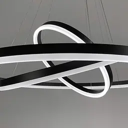 LED люстра на три кільця у чорному каркасі 60+40+20 см | Арт. G 68-600+400+200 BK | Line F - мініатюра 3