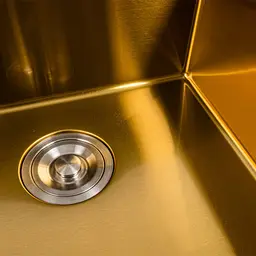Кухонна мийка Platinum Handmade PVD золото 50x50/220 3,0/1,5 мм корзина та дозатор в комплекті, Нержавіюча сталь - мініатюра 5