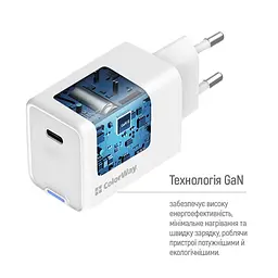 Мережевий зарядний пристрій ColorWay GaN Mini 65W PD Port PPS USB-C White (CW-CHS049PD-WT) - мініатюра 7