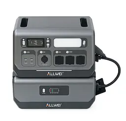 Портативна зарядна станція ALLWEI PPS-2400 Portable Power Station + BAT B200 Pro 2400W 4096Wh LiFePO4 - мініатюра 2