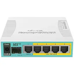 Маршрутизатор MikroTiK hEX PoE 5xGE/PoE, 1xSFP, 1xUSB, RouterOS L4