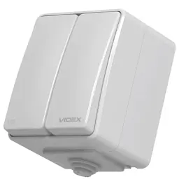 Вимикач Videx BINERA IP65 зовнішній 2кл сірий (VF-BNW12-G)