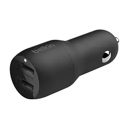 Зарядний пристрій Belkin Car Charger (24W) Dual USB-A, USB-A - USB-C, 1m, black (CCE001BT1MBK) - мініатюра 2