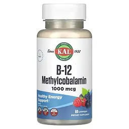 Кобаламин (B-12) B-12 Methylcobalamin Berry 1000 mcg 60 сосательных капсул KAL vit0005747