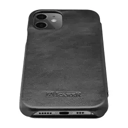 Чохол iCarer Curved Edge Vintage Folio Genuine Leather Cover для iPhone 12 Pro Max Sort - мініатюра 6
