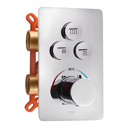 Термостат прихованого монтажу Qtap Votice 6443T105NKC на три споживача, Хром