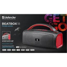 Акустична система 1.0 Defender Beatbox 18 20Вт Bluetooth//FM/USB/TF/TWS/1500мАч чорна - мініатюра 6
