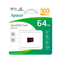 Карта пам'яті Apacer 64GB microSD class 10 UHS-I V10 A1 (AP64GMCSX10UB-RA) - мініатюра 2