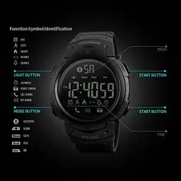 Спортивний жіночий смарт годинник Skmei 1301 Шагомір Bluetooth удароміцний Чорний - мініатюра 7