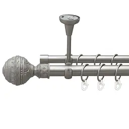 Карниз Orvit Арабеска металевий дворядний відкритий до стелі гладка труба кільце металеве Сатин 25\19 мм 200 см (00-00023861)