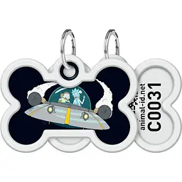 Адресник для собак і котів Waudog Smart ID з QR паспортом Рік та Морті 1, L, діаметр 40 мм, ширина 28 мм