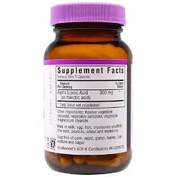 Альфа-ліпоєва кислота Bluebonnet Nutrition 300 мг 30 вегетаріанських капсул - мініатюра 2
