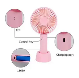 Ручний портативний вентилятор Portable Mini Fan X9 на акумуляторі з ручкою міні вентилятор USB Рожевий - мініатюра 3