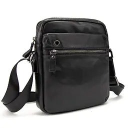 Месенджер класичний в гладкій шкірі чорний Tiding Bag 8717A - мініатюра 3