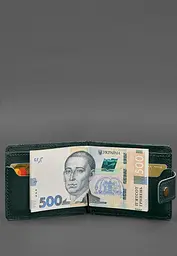 Шкіряне портмоне 13.1 затискач з хлястиком зелений краст - мініатюра 6