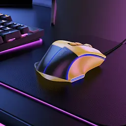 Миша HOCO GM31 Overlord luminous gaming wired mouse Black Yellow - мініатюра 3