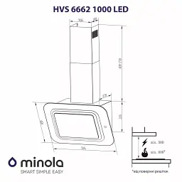 Витяжка декоративна похила Minola HVS 6662 BL/I 1000 LED - мініатюра 11