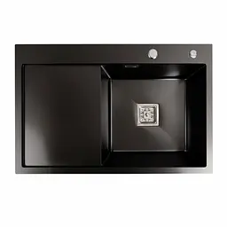 Кухонна мийка Platinum Handmade PVD Black 78x50B R (два отвори, квадратний сифон, 3.0/1.0 мм), Чорний