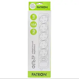Мережевий фільтр живлення Patron 3m (SP-1053W), 5 розеток White (EXT-PN-SP-1053W) - мініатюра 2
