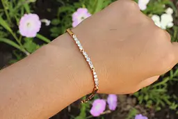 Браслет Xuping Jewelry з трьома ланками по п'ять каменів 21 см 2 мм золотистий - мініатюра 2