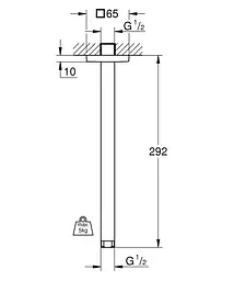 Стельовий душовий кронштейн 292 мм Grohe Rainshower 27484000 Хром - мініатюра 2