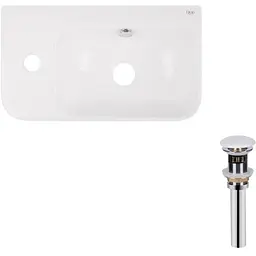 Умивальник Qtap Tern підвісний прямокутний ліва 450x260x155 мм White + донний клапан PU02O, Білий
