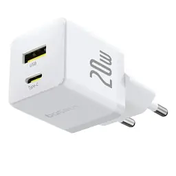 МЗП Baseus Palm Fast Charger Type-C+USB 20W + Cable Type-C to Type-C P10111608213-01 White - мініатюра 2