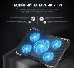 Охолоджувальна підставка для ноутбука до 21 дюймів GamePro GPCP-485 5xfans - мініатюра 11
