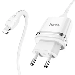 Мережевий зарядний пристрій Hoco N1, 12W 2.4 A з USB-роз'ємом і кабелем Type-C у комплекті білий - мініатюра 2