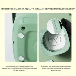 Міні пральна машина зелена складна стіралка автоматична переносна - мініатюра 9