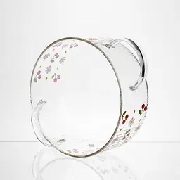 Каструля скляна  Yiwu  Cherry 2.4 л з кришкою та металевим ведмедиком біла Yiwu HP-GP-27 - мініатюра 5