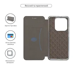 Чехол-книжка для Xiaomi Redmi Note 14 5G, G-Case, черный, кожаный чехол-книга из экокожи (PU) и TPU, с магнитом, с подставкой и вместительным кардхолдером, противоударный, защита всего корпуса, ArmorStandart (ARM79786) - мініатюра 3