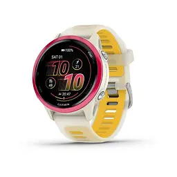 Смарт-часи Garmin Forerunner 570 (42 мм) малиновий алюмінієвий безель з ремінцем кольору слонової кістки/манго - мініатюра 2