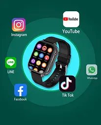Дитячий смарт годинник з сімкою Lemfo P60 для дзвінків з GPS відстеженням, прослушкою, відеозвʼязком, 8 ГБ памʼяті та TikTok, YouTube, Viber До 7 днів роботи Чорний - мініатюра 11