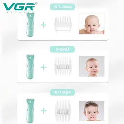 Машинка для стрижки дітей VGR V-150 Baby акумуляторна 3 насадки IPX7 800mAh 5W Blue - мініатюра 3